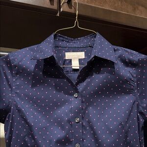 Banana Republic Dark Blue Shirt with Pink Dots
